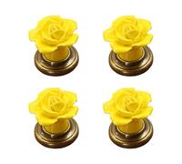 Chenxi Studio 4Pcs Ceramics Flower Cabinets Knobs with Rustproof Zines Alloy Screws Ergonomic Grips for Drawers Wardrobe Door Decorative Ceramics Drawer Handles