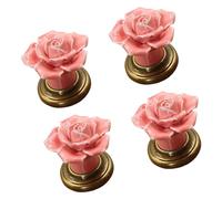 Chenxi Studio 4Pcs Ceramics Flower Cabinets Knobs with Rustproof Zines Alloy Screws Ergonomic Grips for Drawers Wardrobe Door Decorative Ceramics Drawer Handles