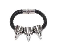 Chenxi Studio Adjustable Stainless Steel Men's Sporty PU Leather Strap Hypoallergenically Cuff Bangle Handmade Accessory Men's Fashion Steel