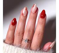Chenxi Studio Almond Press on Nails Fake Nails Glossy Acrylic Artificial Nails Stick on Nails for Womens 24Pcs 12Sizes Glues On Nails
