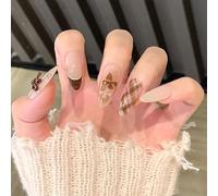 Chenxi Studio Almond Press on Nails Fake Nails Glossy Acrylic Artificial Nails Stick on Nails for Womens 24Pcs 12Sizes Glues On Nails