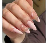Chenxi Studio Almond Press on Nails Fake Nails Glossy Acrylic Artificial Nails Stick on Nails for Womens 24Pcs 12Sizes Glues On Nails