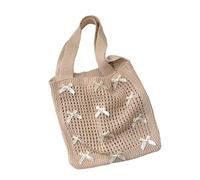 Chenxi Studio Beach Shoulder Bag For Women Underarm Bag With Bows And Lightweight Hollow Crochet Design Large Aesthetic Handbag Large Aesthetic
