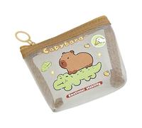 Chenxi Studio Cartoon Capybara Mesh Coin Purse Zippers Storage Bag Wallet Pouches For Organizing Loose Change And Small Essential Women's Cute Coin Bag