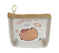 Chenxi Studio Cartoon Capybara Mesh Coin Purse Zippers Storage Bag Wallet Pouches For Organizing Loose Change And Small Essential Women's Cute Coin Bag