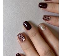 Chenxi Studio Cats Eye Press on Nails Leopards Designs Fake Nails Stick on Nails 12 Size,24Pcs French Nails Tip for DIYS Nails Decors