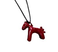 Chenxi Studio Coated Horse Charm Necklace Wear Resistant Copper Adjustable Neckchain Wear for Everyday Fashion Accent Copper Necklace