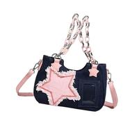 Chenxi Studio Compact Jean Crossbody Bags Trendy Chain Detail Women's Casual Shoulder Bag For Phone And Wallet Essential Storage Lightweight Jean Shoulder Purse