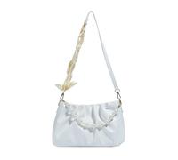 Chenxi Studio Creative Pleated Cloud Handle Shoulder Purse Faux Pearls Inspired Detailing Underarm Bags Lightweight Women's Bag PU Handbag