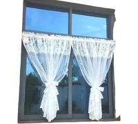 Chenxi Studio Decorative Linen Polyester Blend Sheer Curtain Panel With Florals Embroidery Space Saving Partition For Home Office Breathable Lace Room Divider Screen