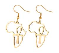 Chenxi Studio Earrings for Women, 1 Pair Big Earrings Africa Map Exaggerate Larger Earring Gold Silver African Ornaments Traditional Ethnic Hyperbole Gift