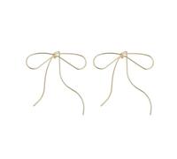 Chenxi Studio Earrings for Women, Korean Fashion Bowknot Drop Earrings for Women Gold Silver Color Tassels Ribbon Bow Ear Studs Pendant Wedding Jewelry