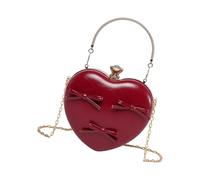 Chenxi Studio Elegant Heart Shaped Evening Bag For Women Practical PU Shoulder Bags Handbag With Bows Ornament For Parties Makeup Storage Bag