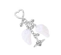 Chenxi Studio Fashion Angel Wing Keyring Stylish Bag Ornament Heart Charm Compact Keychain For Travel Essential Elegant Keychain For Gifts