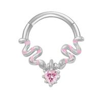 Chenxi Studio Fashionable Crystal Nose Piercing Trendy Silver Color Septum Rings Stainless Steel Accessory For Helixes Cartilage Round Shape Septum