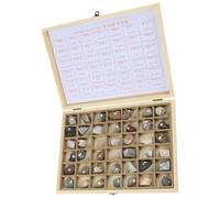 Chenxi Studio Geology Classroom Teaching Aid Mineral Rock in Wooden Display Case Student Educational Science Study Tool Set STEM Toy for Classroom Learning
