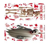 Chenxi Studio Halloween Statics Window Decal Bloody Skull Specters Theme Without Residues PVC Sticker For Home Party Decors Halloween Temporary Window Clings PVC
