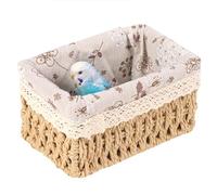 Chenxi Studio Handwoven Bird Nest Parrot Square Shape House Bird Cage Hammocks Bed With Lining Small Animal Rest Beds For Budgies