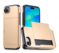 Chenxi Studio Heavy Duty Wallet Case Double Layer Housing Covers For Phone With Concealed Card Holder Compartment Shockproof Design Double Layer Protective Case Gold