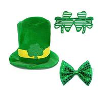 Chenxi Studio Irish Leprechaun Hat Shamrock Glasses Tie Saint Patrick Day Hat Shamrock Hat Green Leprechaun Hat Saint Patrick Glasses