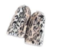 Chenxi Studio Japanese Vintage Animal Print Plush Leg Warmers For Ladies Furry Boot Socks For Daily Wear And Themed Costume Event