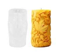 Chenxi Studio Leaf Embossed Candle Molds for Making Candle Soap Room Decorations, Cylinder Candle SIlicone Molds