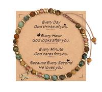 Chenxi Studio Meet Charm Stone Bangle with Blessing Card Encouragement Jewelry Present for Adherent Comrades Family Idolized Entities Religious Confirmation Gifts for Her