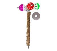 Chenxi Studio Natural Wood Bird Perch With Rotating Bells Ball For Parakeets Beak Exercise And Stress Reduce Cage Standing Toy Chewing Stand For Small