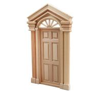 Chenxi Studio Natural Wood Doll House Miniature Door with Steeple Top and Simulation Look for Hand Painting and Creative Craft Project Doll House Scene Decoration