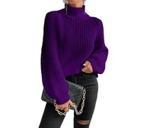 Chenxi Studio Oversized Winter Sweater Women Turtleneck Polyester Knit Top Thick Pullover Long Sleeves Cable Weaving Casual Loose Fit Long Sleeve Pullover Tops