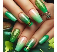 Chenxi Studio Patrick’s Day Press On Nails Fake Nails Glues On Nails Artificial Acrylic Nails Stick On Nails Leprechaun Hat Designs