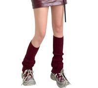 Chenxi Studio Rhombus Pattern Long Wool Cable Knit Leg Warmers For Women Thermal Footless Socks Solid Color Winter Boot Covers Cuffs
