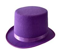 Chenxi Studio Roll Trim Top Hat for Female Male Stage Performances Gentleman Hat Theme Party Masquerades Dress Up Headwear Nonwoven Hat Purple
