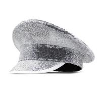 Chenxi Studio Sequins Captain Hat Mirrored Hat For House Cocktail Parties Vacation Mirrored For Comedian Actor