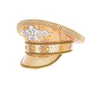 Chenxi Studio Sequins Sergeant Hat with Rhinestone Bridal Shower Hat Bachelorette Party Cosplay Hat Bride Captain Hat Club Headdress