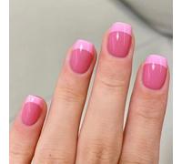 Chenxi Studio Short Square Press on Nails Fake Nails Glossy Acrylic Artificial Nails Stick on Nails for Womens 24Pcs Glues On Nails