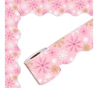 Chenxi Studio Snowflakes Pattern Border Trim Wall Sticker 65ft Length for Chalkboard Bulletin Board Notice Board Christmas Decoration Winter Theme Classroom Border Sticker