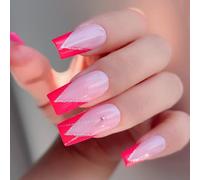 Chenxi Studio Square Press On Nails Fake Nails Sequins Glues On Nails Artificial Acrylic Nails 24pcs Stick On Nails for Women Girls