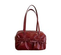 Chenxi Studio Stylish Bows Detail Shoulder Bag Commuters Friendly Design Spacious Interior Underarm Purse PU Handbag For Women Girls Japanese Shoulder Bag