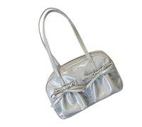 Chenxi Studio Stylish Bows Detail Shoulder Bag Commuters Friendly Design Spacious Interior Underarm Purse PU Handbag For Women Girls Japanese Shoulder Bag