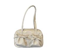 Chenxi Studio Stylish Bows Detail Shoulder Bag Commuters Friendly Design Spacious Interior Underarm Purse PU Handbag For Women Girls Japanese Shoulder Bag