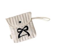 Chenxi Studio Stylish Cotton Polyester Period Essential Bag With Decorative Bows Design Compact Cosmetic Organized For Women Girls Fashionable Daily Essential