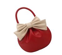Chenxi Studio Stylish Round Evening Bag Pleated Design PU Handbag Casual Top Handle Purse With Bows Decoration For Everyday Carry PU Handbag