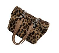Chenxi Studio Trendy Leopards Design Plush Shoulder Bag With Spacious Space Comfortable Underarm Bags For Women And Office Goers Everyday Use Handbag