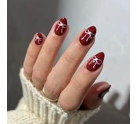 Chenxi Studio Valentine Press on Nails Almond Fake Nails Glossy Designs False Nails Full Covers Artificial Acrylic Nails 24pcs 12 Size