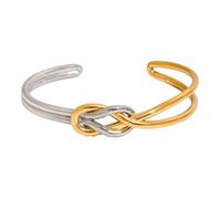 Chenxi Studio Versatile Stainless Steel Adjustable Knot Accent Lightweight Unisex Bangle for Gifts Everyday Wear Modern Minimalist Knot Bangle