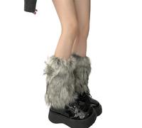 Chenxi Studio Women Winter Thickened Furry Leg Warmers Stockings Goth Punk Vintage Warm Leggings Boot Cuffs Fuzzy Socks