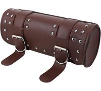 ChenXiYYDS Motorcycle Saddle Bag, Thick Double Layer PU Leather Motorcycle Handlebar Tool Bag, Round Barrel Shape Waterproof Roll Bag (Brown)