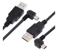 chenyang 2 Pack Mini USB Cable,USB 2.0 Male to Mini USB 5 Pin Male 90 Degree Left/Right Angled Charging Data Transfer Extension Cable Black 1.64FT/0.5M