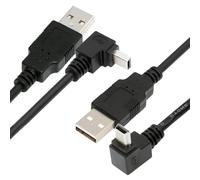 chenyang 2 Pack Mini USB Cable,USB 2.0 Male to Mini USB 5 Pin Male 90 Degree UP/Down Angled Charging Data Transfer Extension Cable Black 1.64FT/0.5M